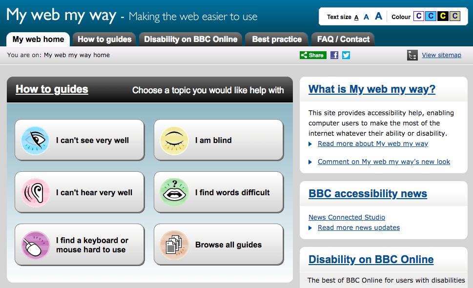 Accessibility guide provided on the BBC website.