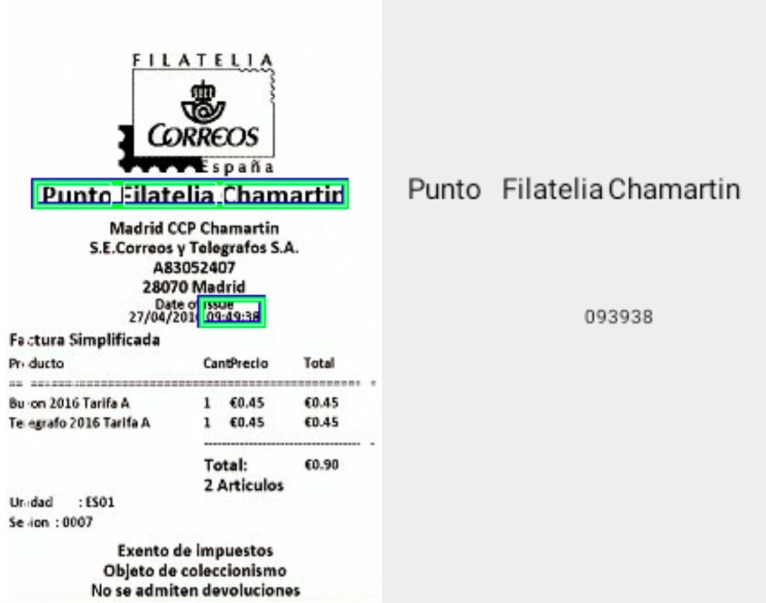 OCR of a receipt in Spanish done using Google's ML Kit