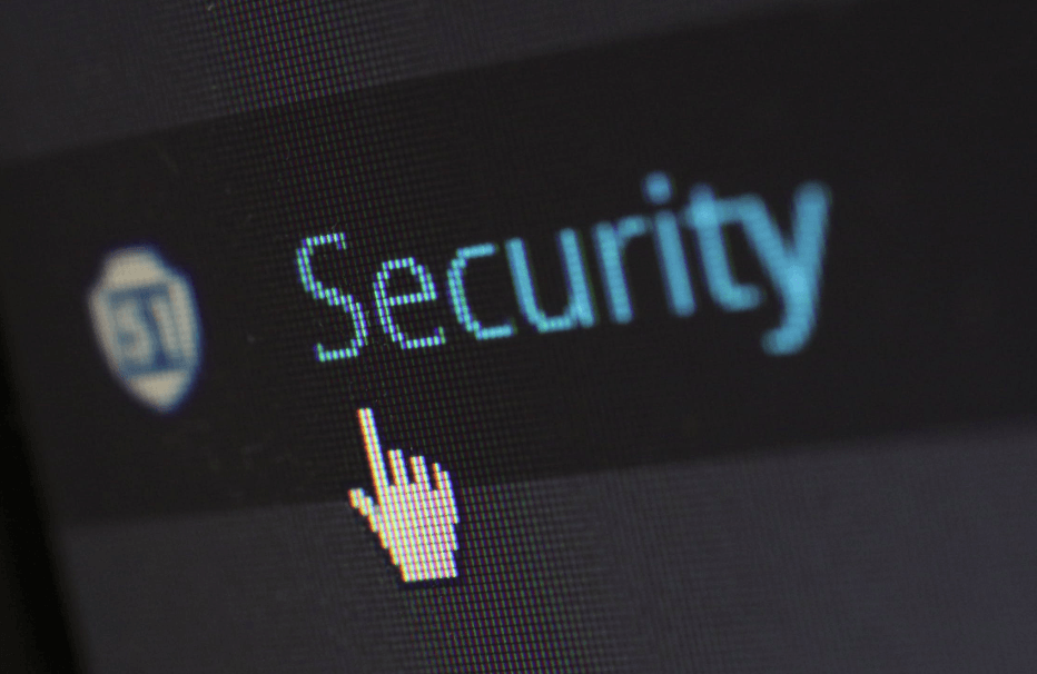 Link labeled "Security" in the web browser