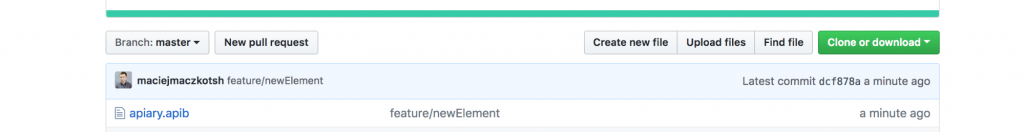 A screenshot of repo master branch in Apiary.