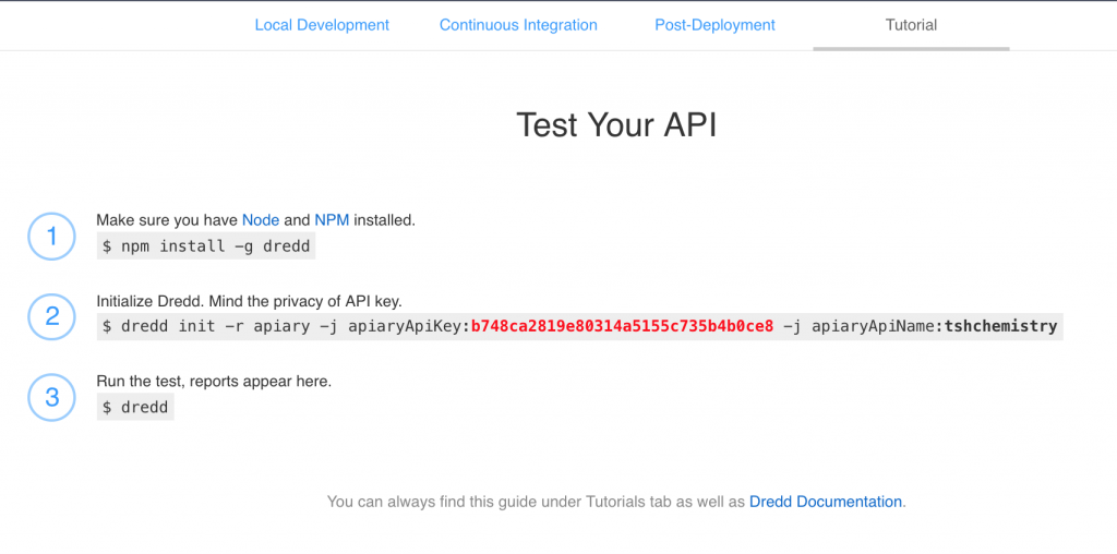 A screenshot from Dredd – simple API testing framework.