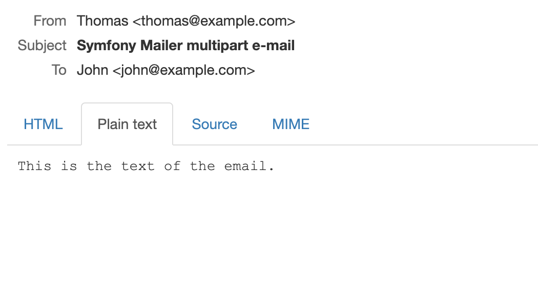 An example of a text and html email in Symfony.