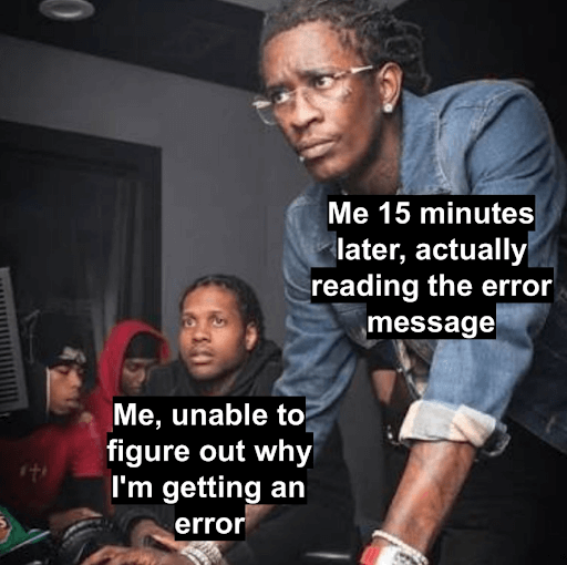 typescript example errors front end meme