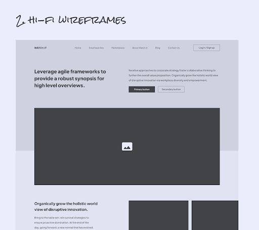 high fidelity website wireframe example