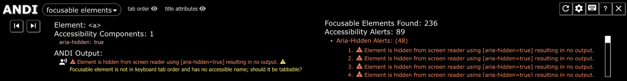 ANDI and a bit complicated accessibility tree