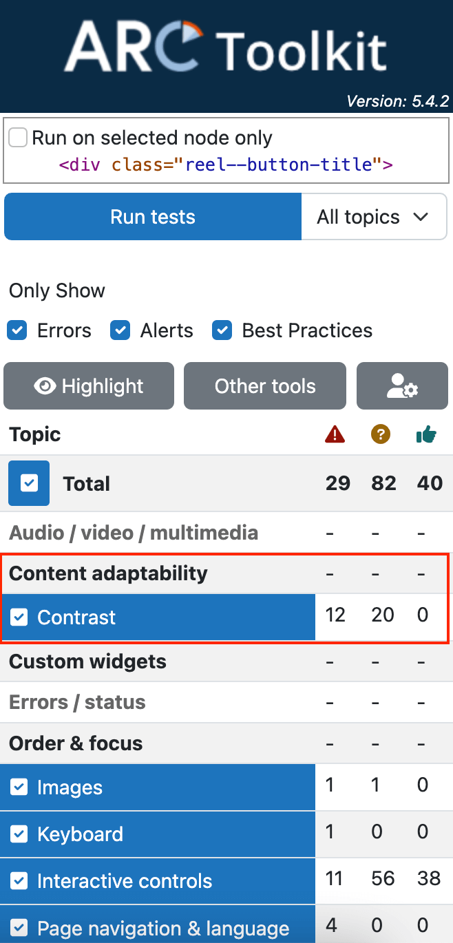 ARC Toolkit online checker for structural elements of multiple sites, perfect for react app