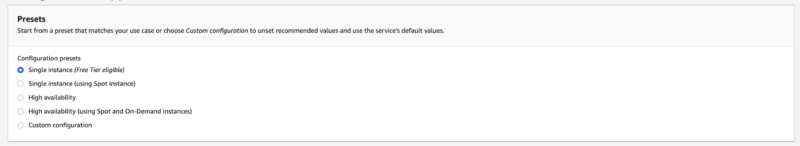 Available built-in presets for Elastic Beanstalk