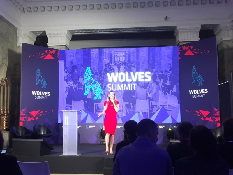 The founder of Wolves Summit, Barbara Piasek, on stage