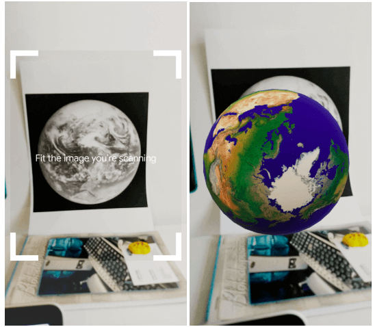 ARCore enables seeing 3D model of the Earth on a smartphone screen