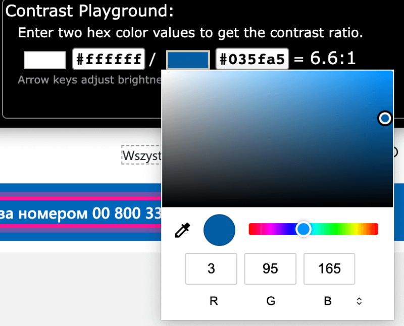 install ANDI - accessibility checks done right - contrast on focusable elements