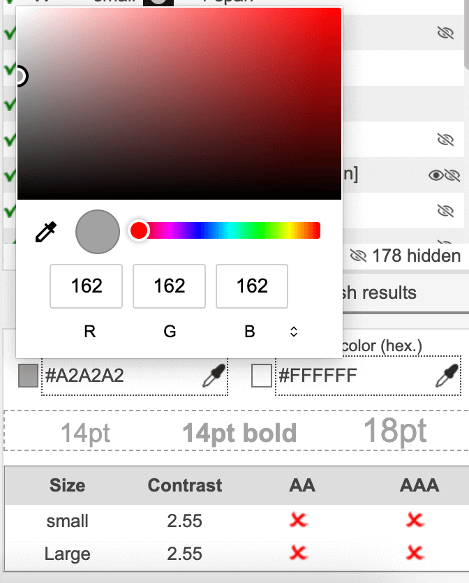 WCAG Contrast Checker - online service for web accessibility evaluation tools