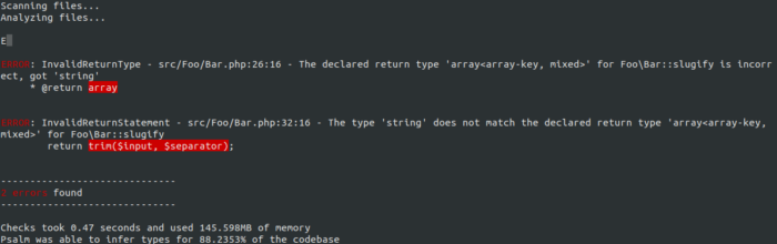 A screenshot of an output with an error.